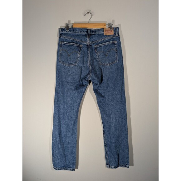 Levi's 501 Womens Blue Distressed Denim High Rise Jeans Sz 31 Grunge Festival - Picture 2 of 10